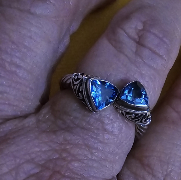 Gorgeous and Unique London Blue Topaz Ring Set in 925 Sterling Silver/ Size 8 - Picture 15 of 16